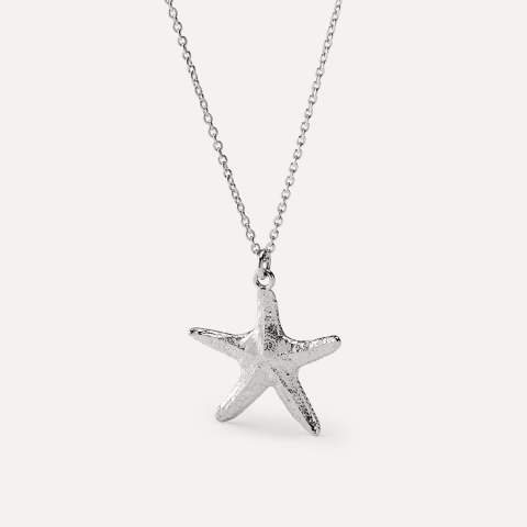 Necklace with starfish, sterling silver 925 platinum plated