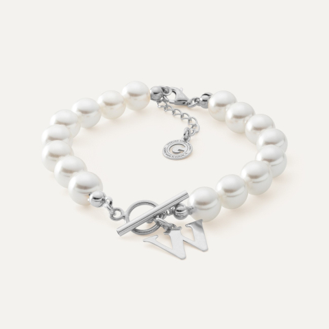 Pearls bracelet with letter, silver 925