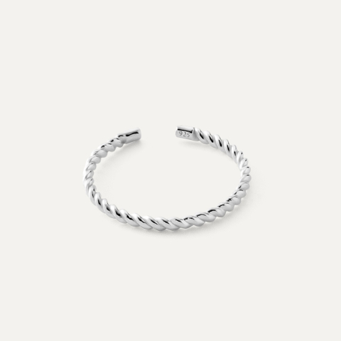 Rope ring, sterling silver 925 platinum plated