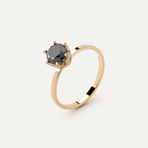 Ring with 6 mm diamond, silver 925 gold plated