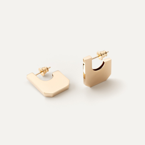 Flat geometric earrings gold plated