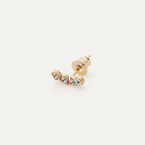 Single earring along the ear with white zircons gold plated