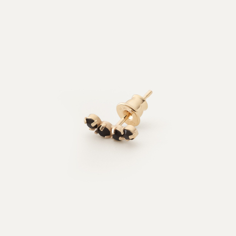 Single earring along the ear with black zircons gold plated