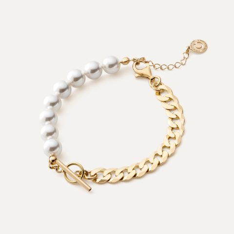 Pearls bracelet charms base, silver 925 gold plated