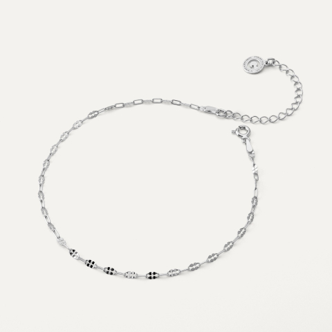 Silver ankle bracelet - anchor with charm platinum plated