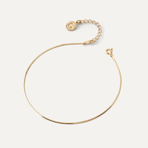 Silver ankle bracelet, Link chain gold plated