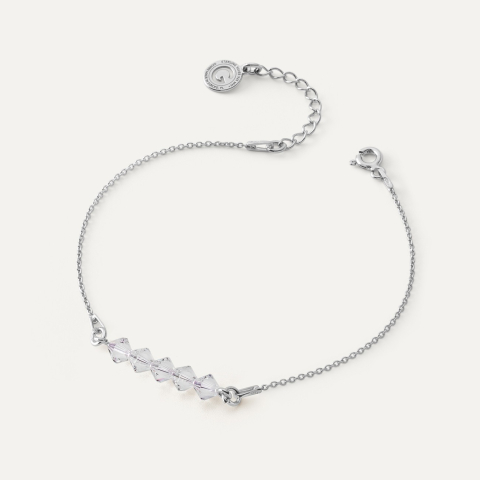Bracelet with crystals 4 mm, sterling silver 925 platinum plated