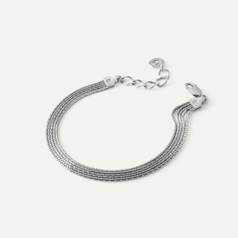 Silver bracelet with 5 chains platinum plated