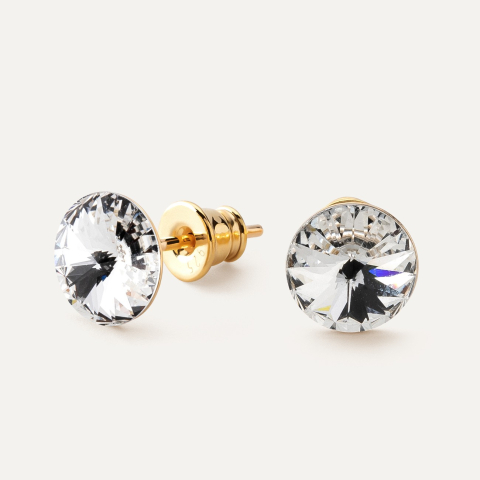 Rivoli 8 mm post earrings, sterling silver 925 gold plated