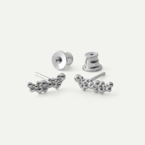 Silver stud earrings with balls Silver 925 platinum plated