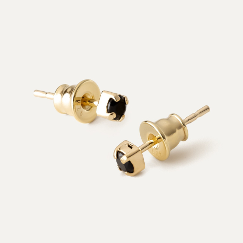 Silver earrings with 3 mm synthetic diamond gold plated