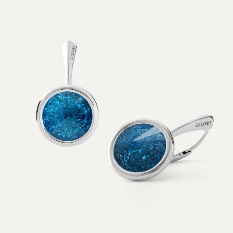 Silver crystal earrings - midnight blue platinum plated