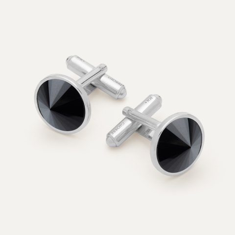 Silver cufflinks - black onyx platinum plated