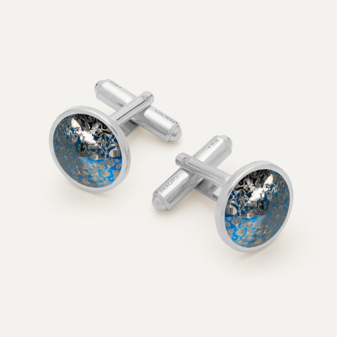 Silver cufflinks with GAVBARI crystal - Blue Patina platinum plated