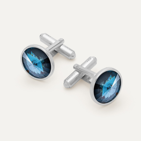 Rivoli cufflinks, sterling silver 925 platinum plated