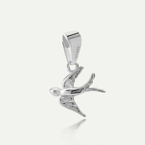 Silver charm swallow pendant, 925 silver platinum plated