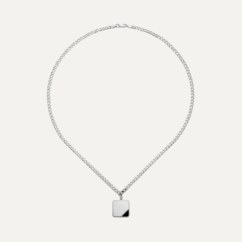 Silver men's square necklace - chain pancerka, silver 925 platinum plated