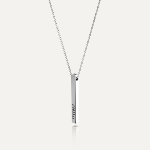 Silver celebrity necklace - tube with engraving platinum plated