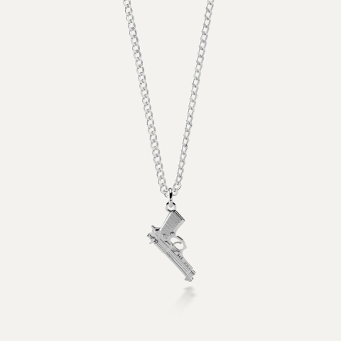 Beretta gun necklace, silver 925 platinum plated