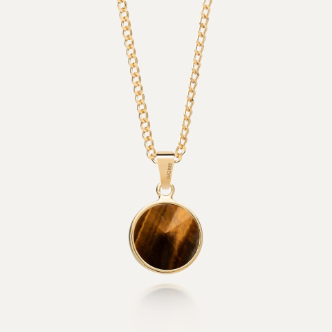 Silver necklace - tiger eye gold plated