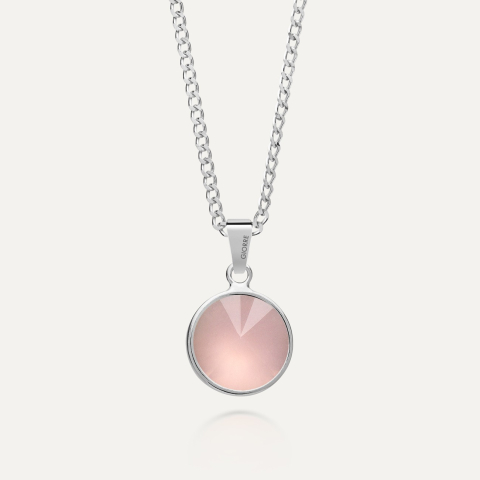 Silver necklace with rose quartz platinum plated