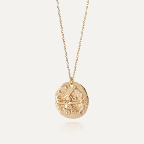 Sagittarius zodiac sign necklace, silver 925 gold plated
