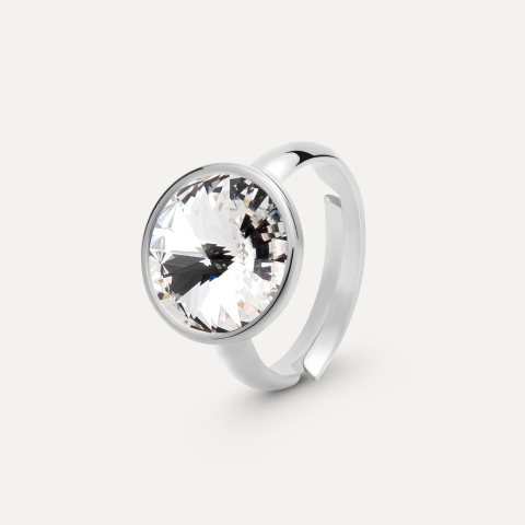 Rivoli 10 mm ring, sterling silver 925 platinum plated
