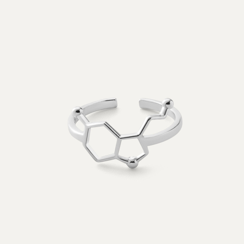 Silver Serotonin Ring, 925 Silver Plated with Platinum