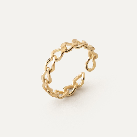 Silver ring - curb chain gold plated