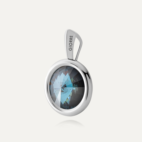 Srebrny wisiorek z kryształem Rivoli - Montana w pokryciu platyną