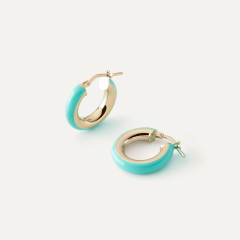Medium enamel earrings - turquoise, silver 925 gold plated