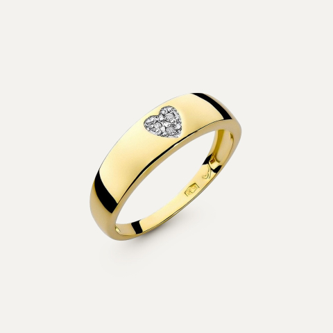 Goldener Ring mit Herzförmigem Diamanten – Modern, gold 585 gelb 