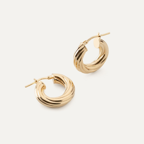 Braided hoop earrings, silver 925 gold plated