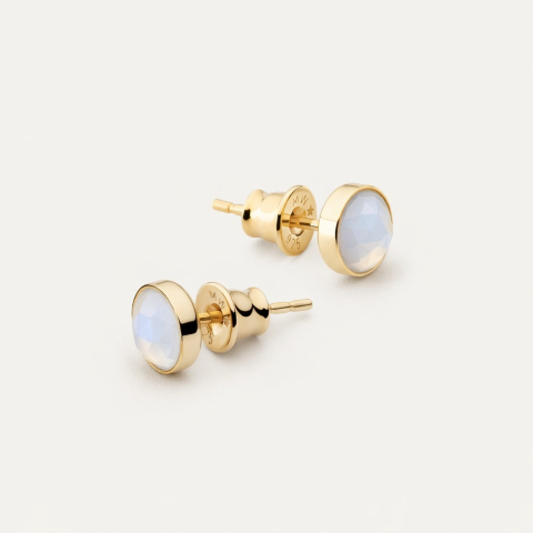 Stud earrings with moonstone, silver 925 gold plated