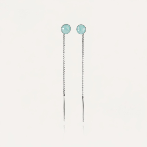 Threader earrings with aqua agate, silver 925 platinum plated