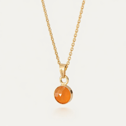 Necklace with carnelian agate, silver 925 gold plated