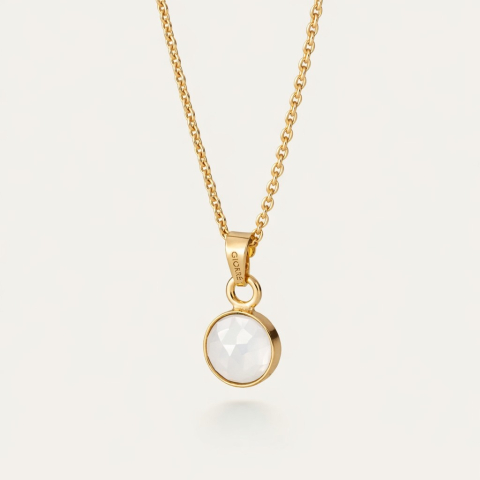 Necklace with moonstone, silver 925 gold plated