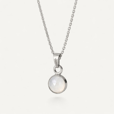 Necklace with moonstone, silver 925 platinum plated