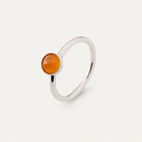 Ring with carnelian agate, silver 925 platinum plated