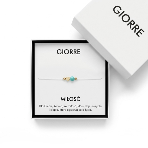 Love bracelet with turquoise, Sterling Silver 925, gold plated