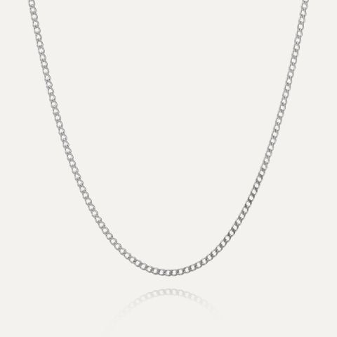 Diamond-cut chain, silver 925, platinum-plated