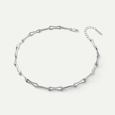 Oblong links necklace - XENIA x GIORRE, silver 925 platinum plated