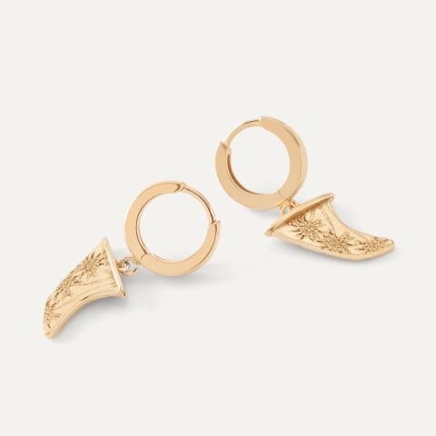 Silver surfboard fin dangling earrings gold plated