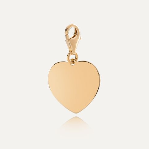 Silver heart charm with engraving, 925 silver in gold plating