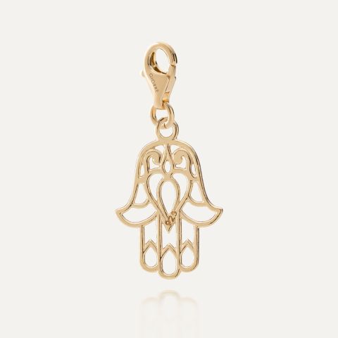 Silver charm pendant beads hamsa hand of fatima, silver 925 in gold plating