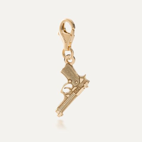 Silver charm pendant beads beretta pistol, silver 925 in gold plating