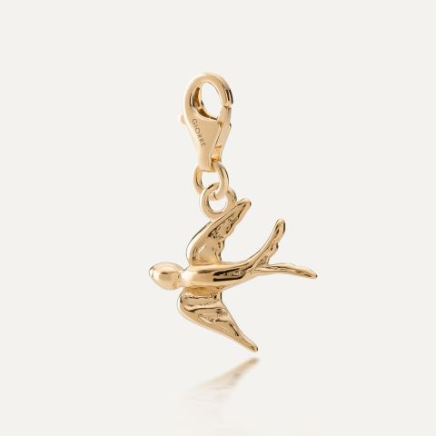 Silver charm swallow pendant, 925 silver with gold plating