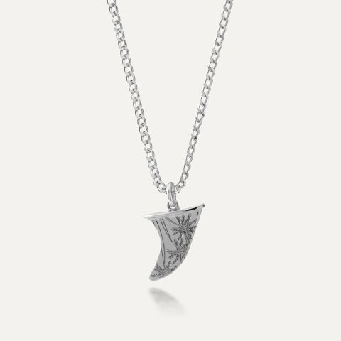 Silver surfing fin necklace platinum plated