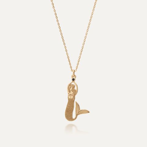 Silver mermaid necklace gold plated