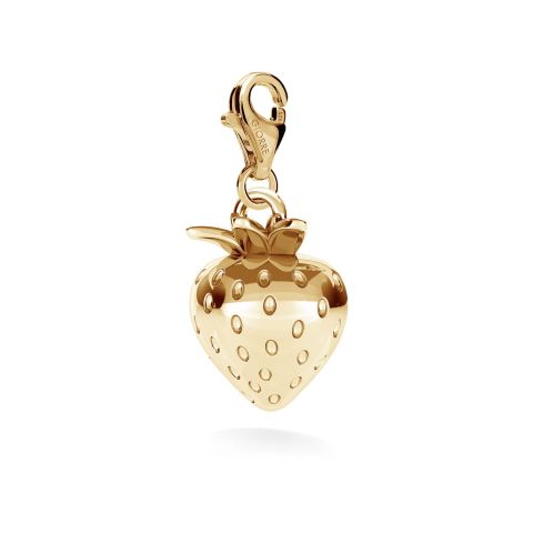 Strawberry silver charm pendant beads, silver 925 in gold plating